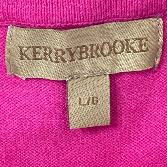 Kerry Brooke Sleeveless Linen Blend Magenta Crochet Top size L - Picture 4 of 5